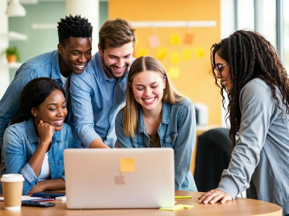 Young people collaborating online